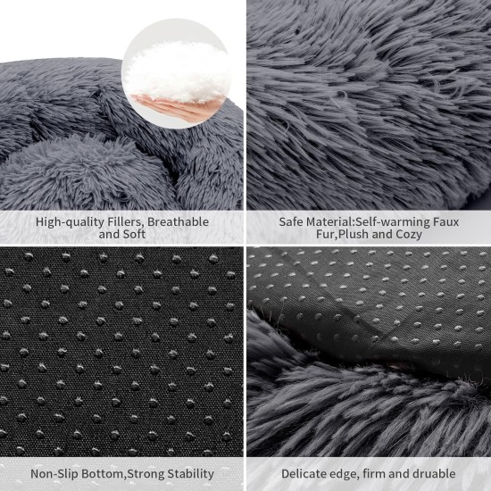 Round Cat Bed, 60 cm Cat Bed, Fluffy Pet Bed, Washable Dog Bed, Soft Plush Cat Basket for Medium, Large Dogs and Cats (Light Grey) Round Cat Bed, 60 cm Cat Bed, Fluffy Pet Bed, Washable Dog Bed, Soft Plush Cat Basket for Medium, Large Dogs and Cats (Light Grey)