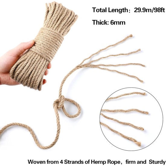 SANNIX 6 mm 30 m Sisal Rope, Natural Sisal Rope, Sisal Rope for Scratching Post, Cat Accessories, DIY, Sisal Scratching Post Replacement for Cats, Household SANNIX 6 mm 30 m Sisal Rope, Natural Sisal Rope, Sisal Rope for Scratching Post, Cat Accessories, DIY, Sisal Scratching Post Replacement for Cats, Household