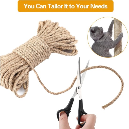 SANNIX 6 mm 30 m Sisal Rope, Natural Sisal Rope, Sisal Rope for Scratching Post, Cat Accessories, DIY, Sisal Scratching Post Replacement for Cats, Household SANNIX 6 mm 30 m Sisal Rope, Natural Sisal Rope, Sisal Rope for Scratching Post, Cat Accessories, DIY, Sisal Scratching Post Replacement for Cats, Household