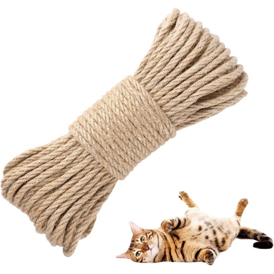 SANNIX 6 mm 30 m Sisal Rope, Natural Sisal Rope, Sisal Rope for Scratching Post, Cat Accessories, DIY, Sisal Scratching Post Replacement for Cats, Household SANNIX 6 mm 30 m Sisal Rope, Natural Sisal Rope, Sisal Rope for Scratching Post, Cat Accessories, DIY, Sisal Scratching Post Replacement for Cats, Household