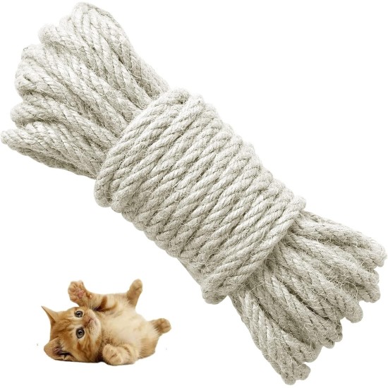 SANNIX 6 mm 30 m Sisal Rope, Natural Sisal Rope, Sisal Rope for Scratching Post, Cat Accessories, DIY, Sisal Scratching Post Replacement for Cats, Household SANNIX 6 mm 30 m Sisal Rope, Natural Sisal Rope, Sisal Rope for Scratching Post, Cat Accessories, DIY, Sisal Scratching Post Replacement for Cats, Household