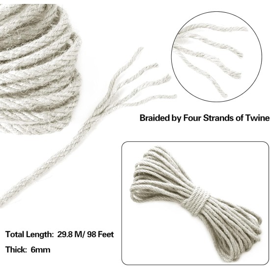 SANNIX 6 mm 30 m Sisal Rope, Natural Sisal Rope, Sisal Rope for Scratching Post, Cat Accessories, DIY, Sisal Scratching Post Replacement for Cats, Household SANNIX 6 mm 30 m Sisal Rope, Natural Sisal Rope, Sisal Rope for Scratching Post, Cat Accessories, DIY, Sisal Scratching Post Replacement for Cats, Household