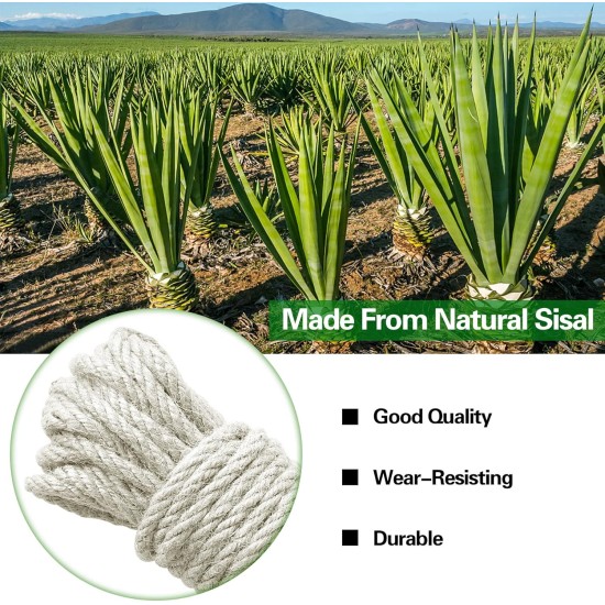SANNIX 6 mm 30 m Sisal Rope, Natural Sisal Rope, Sisal Rope for Scratching Post, Cat Accessories, DIY, Sisal Scratching Post Replacement for Cats, Household SANNIX 6 mm 30 m Sisal Rope, Natural Sisal Rope, Sisal Rope for Scratching Post, Cat Accessories, DIY, Sisal Scratching Post Replacement for Cats, Household