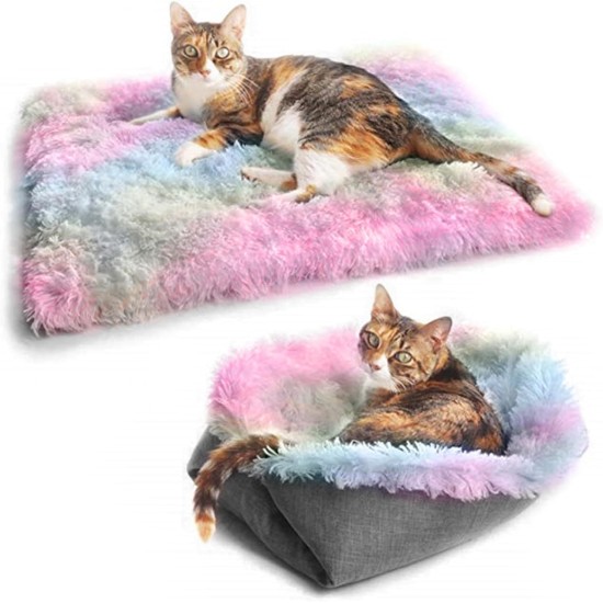 SHUAIGUO Cat Bed, Pet Bed, Washable Cat Blanket, Pet Blanket, 2-Inch Cat Blankets for Small Dogs and Cats, Warming, Comfortable, Fluffy Mat, Cat Bed, Cat Blanket (Colourful) SHUAIGUO Cat Bed, Pet Bed, Washable Cat Blanket, Pet Blanket, 2-Inch Cat Blankets for Small Dogs and Cats, Warming, Comfortable, Fluffy Mat, Cat Bed, Cat Blanket (Colourful)