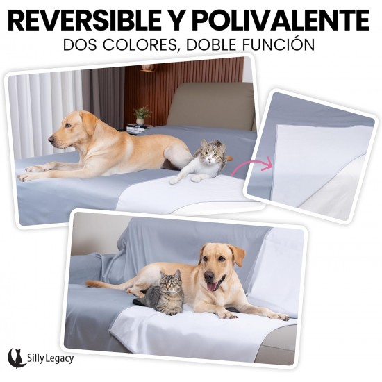 SILLY LEGACY Waterproof Bed Protector Pad (Extra Large, 100" x 96", Grey) - Soft, Thin Reversible Blanket for Pets Incontinence, Urine, Dirt, Pet Hair, Saliva SILLY LEGACY Waterproof Bed Protector Pad (Extra Large, 100" x 96", Grey) - Soft, Thin Reversible Blanket for Pets Incontinence, Urine, Dirt, Pet Hair, Saliva