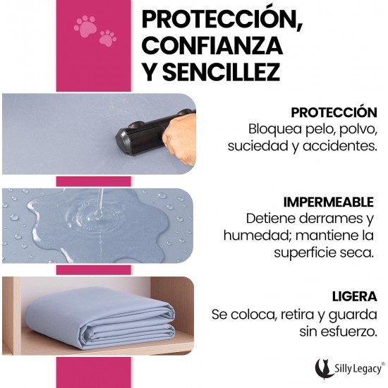 SILLY LEGACY Waterproof Bed Protector Pad (Extra Large, 100" x 96", Grey) - Soft, Thin Reversible Blanket for Pets Incontinence, Urine, Dirt, Pet Hair, Saliva SILLY LEGACY Waterproof Bed Protector Pad (Extra Large, 100" x 96", Grey) - Soft, Thin Reversible Blanket for Pets Incontinence, Urine, Dirt, Pet Hair, Saliva