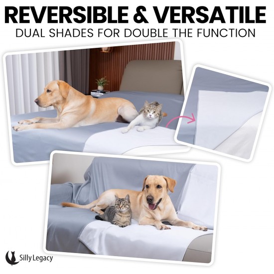 SILLY LEGACY Waterproof Bed Protector Pad (Extra Large, 100" x 96", Grey) - Soft, Thin Reversible Blanket for Pets Incontinence, Urine, Dirt, Pet Hair, Saliva SILLY LEGACY Waterproof Bed Protector Pad (Extra Large, 100" x 96", Grey) - Soft, Thin Reversible Blanket for Pets Incontinence, Urine, Dirt, Pet Hair, Saliva