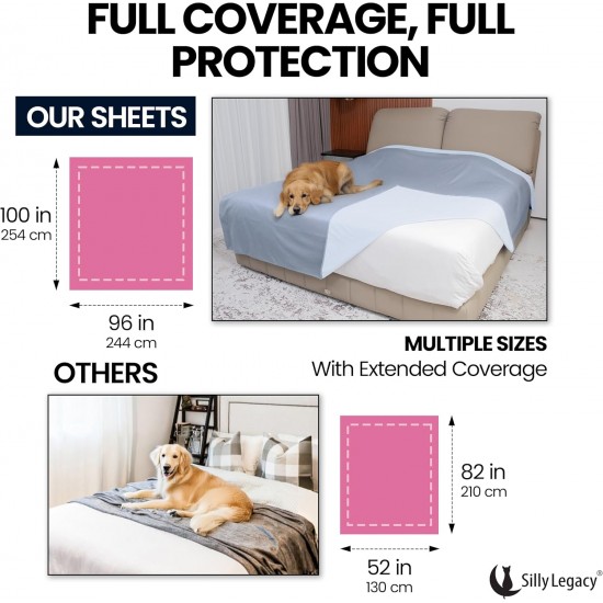SILLY LEGACY Waterproof Bed Protector Pad (Extra Large, 100" x 96", Grey) - Soft, Thin Reversible Blanket for Pets Incontinence, Urine, Dirt, Pet Hair, Saliva SILLY LEGACY Waterproof Bed Protector Pad (Extra Large, 100" x 96", Grey) - Soft, Thin Reversible Blanket for Pets Incontinence, Urine, Dirt, Pet Hair, Saliva