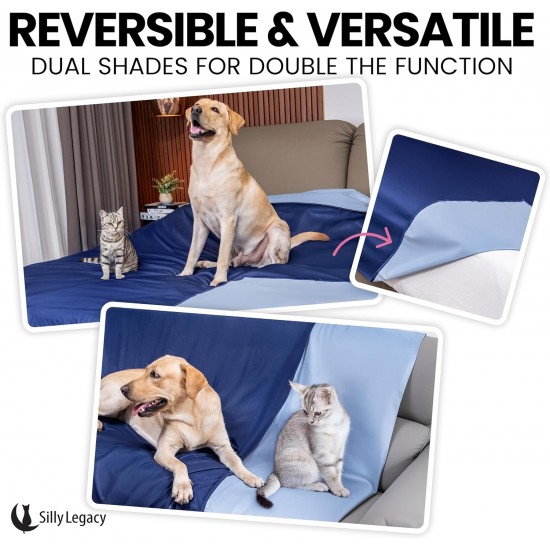 SILLY LEGACY Waterproof Bed Protector Pad (Extra Large, 100" x 96", Grey) - Soft, Thin Reversible Blanket for Pets Incontinence, Urine, Dirt, Pet Hair, Saliva SILLY LEGACY Waterproof Bed Protector Pad (Extra Large, 100" x 96", Grey) - Soft, Thin Reversible Blanket for Pets Incontinence, Urine, Dirt, Pet Hair, Saliva