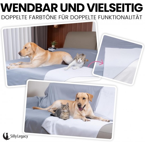 SILLY LEGACY Waterproof Bed Protector Pad (Extra Large, 100" x 96", Grey) - Soft, Thin Reversible Blanket for Pets Incontinence, Urine, Dirt, Pet Hair, Saliva SILLY LEGACY Waterproof Bed Protector Pad (Extra Large, 100" x 96", Grey) - Soft, Thin Reversible Blanket for Pets Incontinence, Urine, Dirt, Pet Hair, Saliva