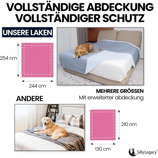 SILLY LEGACY Waterproof Bed Protector Pad (Extra Large, 100" x 96", Grey) - Soft, Thin Reversible Blanket for Pets Incontinence, Urine, Dirt, Pet Hair, Saliva SILLY LEGACY Waterproof Bed Protector Pad (Extra Large, 100" x 96", Grey) - Soft, Thin Reversible Blanket for Pets Incontinence, Urine, Dirt, Pet Hair, Saliva
