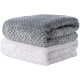 SLSON 2 Blankets, Dog Blankets, Cat Blankets, Soft Double-Sided Pet Blankets for Sofas, Chairs, Cars, Travel and Pets Keep Warm, Machine Washable, 70 x 100 cm (Grey and White)