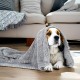 SLSON 2 Blankets, Dog Blankets, Cat Blankets, Soft Double-Sided Pet Blankets for Sofas, Chairs, Cars, Travel and Pets Keep Warm, Machine Washable, 70 x 100 cm (Grey and White)
