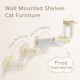 SONGWAY Climbing Wall Cat Stairs Wall Mounted 4-Piece Cat Climbing Wall Set with Hammock and Sisal Column, Wall Lounger Cat, Scratching Post Wall, Cat Scratching Furniture, Beige SONGWAY Climbing Wall Cat Stairs Wall Mounted 4-Piece Cat Climbing Wall Set with Hammock and Sisal Column, Wall Lounger Cat, Scratching Post Wall, Cat Scratching Furniture, Beige