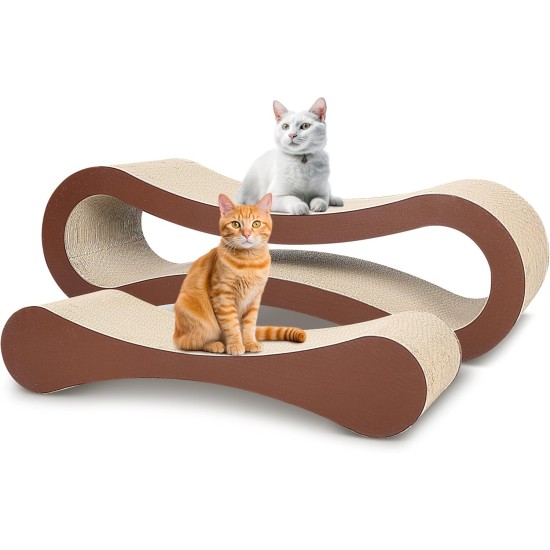 ScratchMe Cat Scratcher with Cat Toy Marble Track, Built-in Ball, L-shaped Scratcher, Cardboard Lounge Bed, Stable and Durable, Furniture Protection, Reversible ScratchMe Cat Scratcher with Cat Toy Marble Track, Built-in Ball, L-shaped Scratcher, Cardboard Lounge Bed, Stable and Durable, Furniture Protection, Reversible