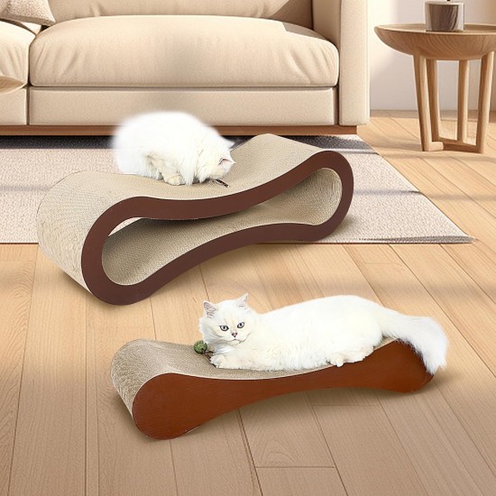 ScratchMe Cat Scratcher with Cat Toy Marble Track, Built-in Ball, L-shaped Scratcher, Cardboard Lounge Bed, Stable and Durable, Furniture Protection, Reversible ScratchMe Cat Scratcher with Cat Toy Marble Track, Built-in Ball, L-shaped Scratcher, Cardboard Lounge Bed, Stable and Durable, Furniture Protection, Reversible