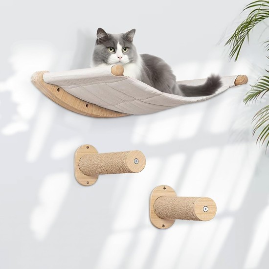 Shulltji Cat Climbing Wall Set, 55 cm x 46 cm, Cat Hammock & 2 Cat Ladders, Scratching Post, Kanging Mats Cat Wall up to 35 kg, Cat Wall Elements for Sleeping and Rest (XL, Beige) Shulltji Cat Climbing Wall Set, 55 cm x 46 cm, Cat Hammock & 2 Cat Ladders, Scratching Post, Kanging Mats Cat Wall up to 35 kg, Cat Wall Elements for Sleeping and Rest (XL, Beige)