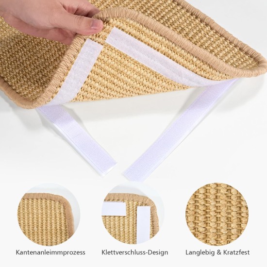 Sisal Cat Scratching Mat, 50 x 25 cm, Velcro + Double-Sided Adhesive Fixation Design, Scratching Board, Scratching Wall for Cats, Adopts a Wrapped Edge Design, Protects Sofa, Carpets, Wall Sisal Cat Scratching Mat, 50 x 25 cm, Velcro + Double-Sided Adhesive Fixation Design, Scratching Board, Scratching Wall for Cats, Adopts a Wrapped Edge Design, Protects Sofa, Carpets, Wall