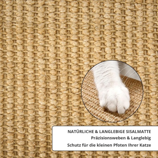 Sisal Cat Scratching Mat, 50 x 25 cm, Velcro + Double-Sided Adhesive Fixation Design, Scratching Board, Scratching Wall for Cats, Adopts a Wrapped Edge Design, Protects Sofa, Carpets, Wall Sisal Cat Scratching Mat, 50 x 25 cm, Velcro + Double-Sided Adhesive Fixation Design, Scratching Board, Scratching Wall for Cats, Adopts a Wrapped Edge Design, Protects Sofa, Carpets, Wall