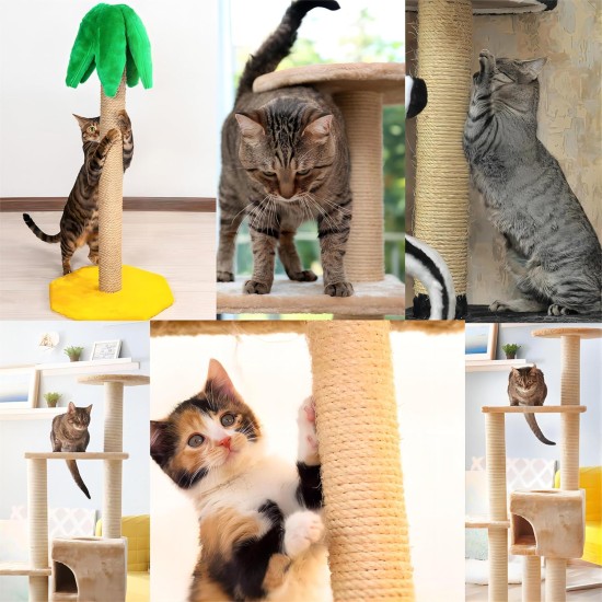 Sisal Rope 6 mm/50 m for Cat Scratching Post Replacement, Natural Jute Rope with 2 Cat Toys Sisal Balls/4 Sisal Mice, Thick Natural Hemp Rope, Long Scratching Rope for DIY Packaging/Paw Balls/Garden Sisal Rope 6 mm/50 m for Cat Scratching Post Replacement, Natural Jute Rope with 2 Cat Toys Sisal Balls/4 Sisal Mice, Thick Natural Hemp Rope, Long Scratching Rope for DIY Packaging/Paw Balls/Garden