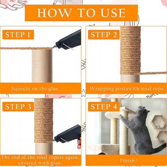 Sisal Rope 6 mm/50 m for Cat Scratching Post Replacement, Natural Jute Rope with 2 Cat Toys Sisal Balls/4 Sisal Mice, Thick Natural Hemp Rope, Long Scratching Rope for DIY Packaging/Paw Balls/Garden Sisal Rope 6 mm/50 m for Cat Scratching Post Replacement, Natural Jute Rope with 2 Cat Toys Sisal Balls/4 Sisal Mice, Thick Natural Hemp Rope, Long Scratching Rope for DIY Packaging/Paw Balls/Garden