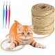 Sisal Rope, 9 mm x 50 m Natural Sisal Rope for Scratching Posts, Natural Sisal Rope Including 3 Cat Toys, Sisal Rope for Scratching Post, Multi-Purpose Sisal Rope for Scratching Rope, Household Sisal Rope, 9 mm x 50 m Natural Sisal Rope for Scratching Posts, Natural Sisal Rope Including 3 Cat Toys, Sisal Rope for Scratching Post, Multi-Purpose Sisal Rope for Scratching Rope, Household