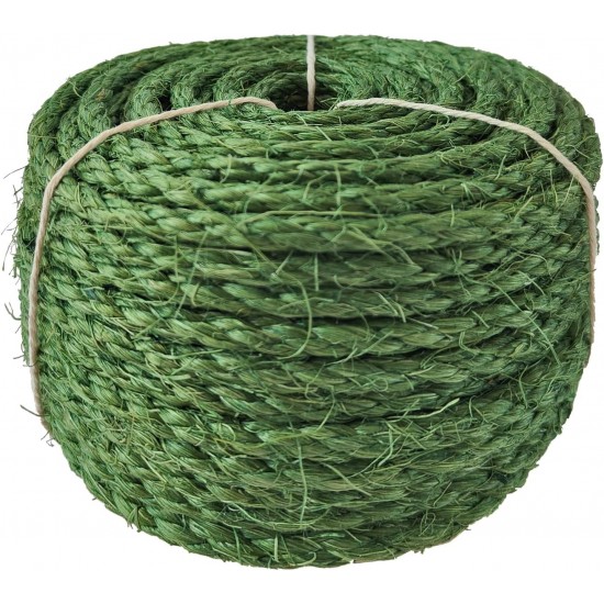 Sisal Rope for Cat Cactus Scratching Post 6 mm x 50 m, Cat Rope for DIY Cactus Scratching Post & Repair Cat Scratches, Green Sisal Rope for Cat Cactus Scratching Post 6 mm x 50 m, Cat Rope for DIY Cactus Scratching Post & Repair Cat Scratches, Green