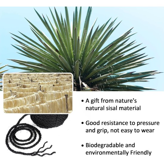 Sisal Rope for Cats, Natural Sisal Rope for Scratching Post 8 mm x 25 m + 1 Grey Pair of Protective Gloves, Black Sisal Rope for Repair and Replacement, Suitable for Garden Decoration, Cat Tree, Cat Sisal Rope for Cats, Natural Sisal Rope for Scratching Post 8 mm x 25 m + 1 Grey Pair of Protective Gloves, Black Sisal Rope for Repair and Replacement, Suitable for Garden Decoration, Cat Tree, Cat