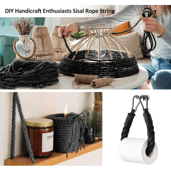 Sisal Rope for Cats, Natural Sisal Rope for Scratching Post 8 mm x 25 m + 1 Grey Pair of Protective Gloves, Black Sisal Rope for Repair and Replacement, Suitable for Garden Decoration, Cat Tree, Cat Sisal Rope for Cats, Natural Sisal Rope for Scratching Post 8 mm x 25 m + 1 Grey Pair of Protective Gloves, Black Sisal Rope for Repair and Replacement, Suitable for Garden Decoration, Cat Tree, Cat
