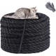 Sisal Rope for Cats, Natural Sisal Rope for Scratching Post 8 mm x 25 m + 1 Grey Pair of Protective Gloves, Black Sisal Rope for Repair and Replacement, Suitable for Garden Decoration, Cat Tree, Cat Sisal Rope for Cats, Natural Sisal Rope for Scratching Post 8 mm x 25 m + 1 Grey Pair of Protective Gloves, Black Sisal Rope for Repair and Replacement, Suitable for Garden Decoration, Cat Tree, Cat