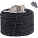 Sisal Rope for Cats, Natural Sisal Rope for Scratching Post 8 mm x 25 m + 1 Grey Pair of Protective Gloves, Black Sisal Rope for Repair and Replacement, Suitable for Garden Decoration, Cat Tree, Cat Sisal Rope for Cats, Natural Sisal Rope for Scratching Post 8 mm x 25 m + 1 Grey Pair of Protective Gloves, Black Sisal Rope for Repair and Replacement, Suitable for Garden Decoration, Cat Tree, Cat