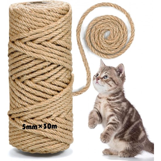 Sisal Rope for Scratching Post 5 mm x 60 m, Natural Sisal Rope for Cats, Scratching Rope, Household, Garden, DIY, Decoration Sisal Rope for Scratching Post 5 mm x 60 m, Natural Sisal Rope for Cats, Scratching Rope, Household, Garden, DIY, Decoration