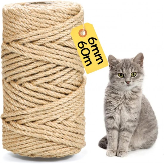 Sisal Rope for Scratching Post 5 mm x 60 m, Natural Sisal Rope for Cats, Scratching Rope, Household, Garden, DIY, Decoration Sisal Rope for Scratching Post 5 mm x 60 m, Natural Sisal Rope for Cats, Scratching Rope, Household, Garden, DIY, Decoration
