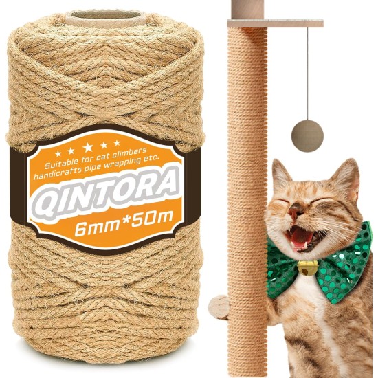 Sisal Rope for Scratching Post, 6 mm x 50 m, Natural Sisal Rope, Scratching Rope, Household, Garden, Natural Sisal Rope for Cats, Cat Accessories, DIY Craft Material Sisal Rope for Scratching Post, 6 mm x 50 m, Natural Sisal Rope, Scratching Rope, Household, Garden, Natural Sisal Rope for Cats, Cat Accessories, DIY Craft Material