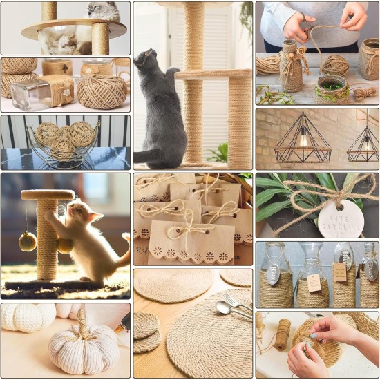 Sisal Rope for Scratching Post, 6 mm x 50 m, Natural Sisal Rope, Scratching Rope, Household, Garden, Natural Sisal Rope for Cats, Cat Accessories, DIY Craft Material Sisal Rope for Scratching Post, 6 mm x 50 m, Natural Sisal Rope, Scratching Rope, Household, Garden, Natural Sisal Rope for Cats, Cat Accessories, DIY Craft Material