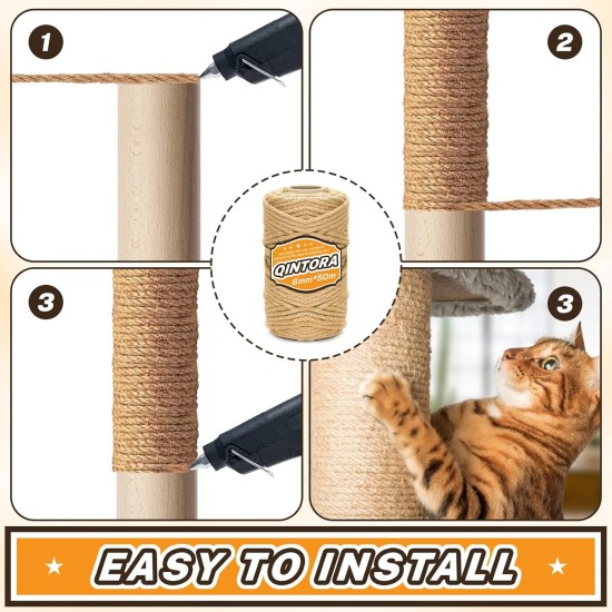 Sisal Rope for Scratching Post, 6 mm x 50 m, Natural Sisal Rope, Scratching Rope, Household, Garden, Natural Sisal Rope for Cats, Cat Accessories, DIY Craft Material Sisal Rope for Scratching Post, 6 mm x 50 m, Natural Sisal Rope, Scratching Rope, Household, Garden, Natural Sisal Rope for Cats, Cat Accessories, DIY Craft Material
