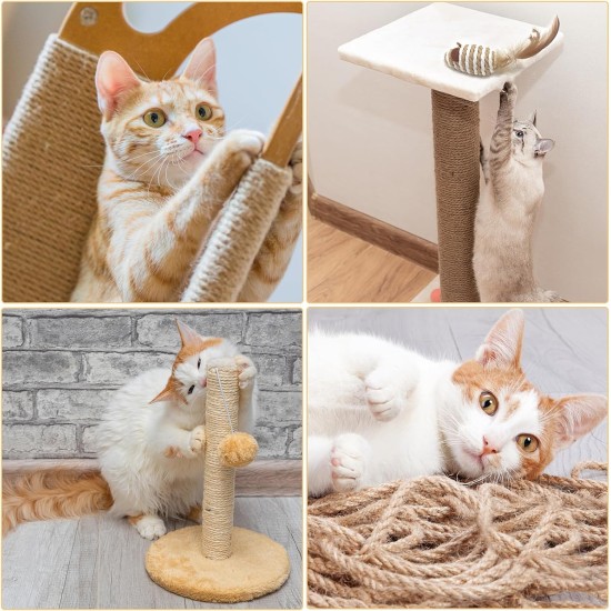 Sisal Rope for Scratching Post, 6 mm x 60 m Sisal Rope, Sisal Scratching Post Cord, Scratching Post Rope for Cats, Scratching Post, Scratching Rope, Household, Garden, DIY, Decoration Sisal Rope for Scratching Post, 6 mm x 60 m Sisal Rope, Sisal Scratching Post Cord, Scratching Post Rope for Cats, Scratching Post, Scratching Rope, Household, Garden, DIY, Decoration