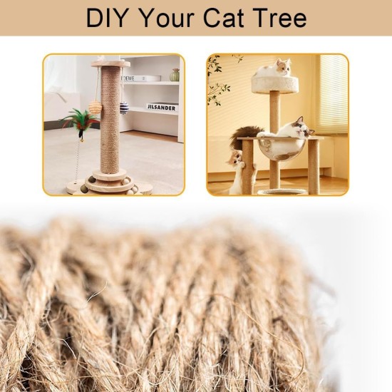 Sisal Rope for Scratching Post, 8 mm x 10 m Natural Sisal Rope, Sisal Rope for Scratching Rope, Sisal Rope, Multi-Purpose Rope Macrame Accessories, Cat Accessories, Household, Garden, DIY, Decoration Sisal Rope for Scratching Post, 8 mm x 10 m Natural Sisal Rope, Sisal Rope for Scratching Rope, Sisal Rope, Multi-Purpose Rope Macrame Accessories, Cat Accessories, Household, Garden, DIY, Decoration