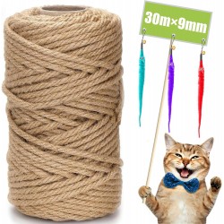 Sisal Rope for Scratching Post, 9 mm x 30 m, Natural Sisal Rope, Sisal Cat Tree Cord Including 3 Cat Toys, Scratching Post Sisal Rope for Cats, Scratching Post, Scratching Rope, Household, DIY, Garden Sisal Rope for Scratching Post, 9 mm x 30 m, Natural Sisal Rope, Sisal Cat Tree Cord Including 3 Cat Toys, Scratching Post Sisal Rope for Cats, Scratching Post, Scratching Rope, Household, DIY, Garden
