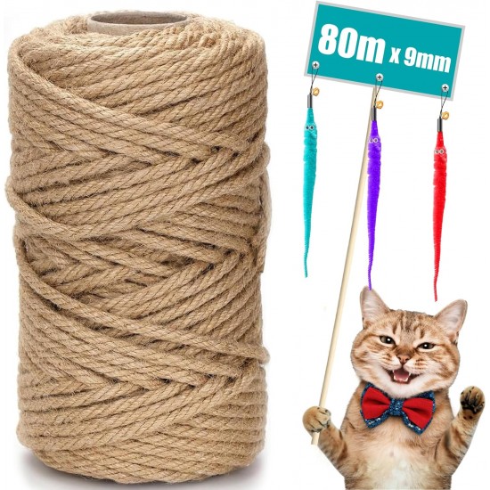 Sisal Rope for Scratching Post, 9 mm x 30 m, Natural Sisal Rope, Sisal Cat Tree Cord Including 3 Cat Toys, Scratching Post Sisal Rope for Cats, Scratching Post, Scratching Rope, Household, DIY, Garden Sisal Rope for Scratching Post, 9 mm x 30 m, Natural Sisal Rope, Sisal Cat Tree Cord Including 3 Cat Toys, Scratching Post Sisal Rope for Cats, Scratching Post, Scratching Rope, Household, DIY, Garden
