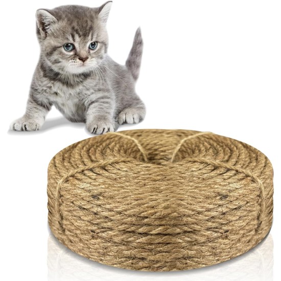 Sisal Rope for Scratching Post, Cat Scratching Rope, 5 mm x 50 m Sisal Cord, Natural Rope Hemp Rope for Scratching Post Replacement, Cat Accessories, Crafts, Decorating Houses (Yellow)