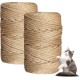 Sisal Rope for Scratching Post, Pack of 2, 6 mm x 60 m, Natural Sisal Rope, Sisal Scratching Post Cord for Garden DIY, for Scratching Posts, Replacement Parts, Cords, Scratching Ropes, Cat Accessories