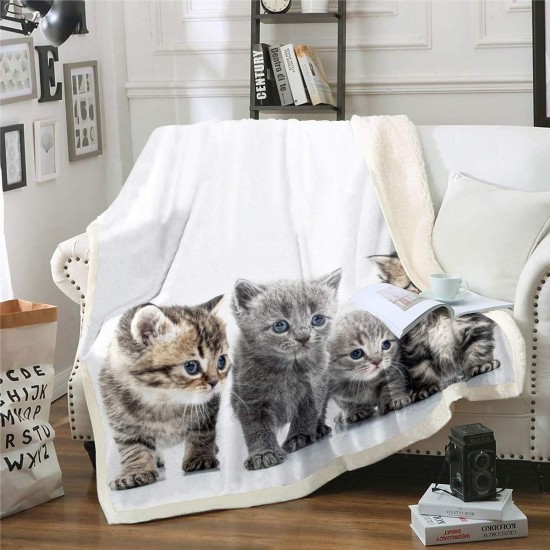 Small Cat Plush Blanket Lovely Pet Cats Sherpa Blanket Cat Lover Animal Design Fleece Throw Blanket for Sofa Bed Room Decoration Single Bed 127x152cm Small Cat Plush Blanket Lovely Pet Cats Sherpa Blanket Cat Lover Animal Design Fleece Throw Blanket for Sofa Bed Room Decoration Single Bed 127x152cm