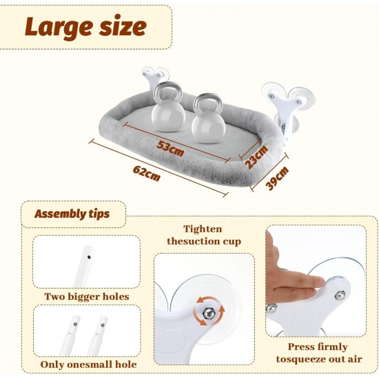 Sprifityy Window Lounger for Cats, with Sturdy Suction Cups, Foldable Cat Bed, Window Hammock, Sunbathing Cat Bed, Pet Bed, Maximum Load 23 kg (Grey, XL) Sprifityy Window Lounger for Cats, with Sturdy Suction Cups, Foldable Cat Bed, Window Hammock, Sunbathing Cat Bed, Pet Bed, Maximum Load 23 kg (Grey, XL)