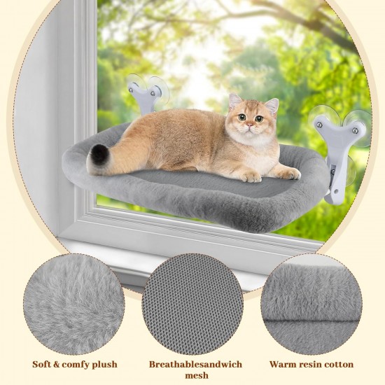 Sprifityy Window Lounger for Cats, with Sturdy Suction Cups, Foldable Cat Bed, Window Hammock, Sunbathing Cat Bed, Pet Bed, Maximum Load 23 kg (Grey, XL) Sprifityy Window Lounger for Cats, with Sturdy Suction Cups, Foldable Cat Bed, Window Hammock, Sunbathing Cat Bed, Pet Bed, Maximum Load 23 kg (Grey, XL)