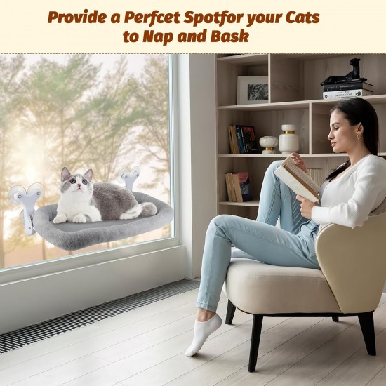 Sprifityy Window Lounger for Cats, with Sturdy Suction Cups, Foldable Cat Bed, Window Hammock, Sunbathing Cat Bed, Pet Bed, Maximum Load 23 kg (Grey, XL) Sprifityy Window Lounger for Cats, with Sturdy Suction Cups, Foldable Cat Bed, Window Hammock, Sunbathing Cat Bed, Pet Bed, Maximum Load 23 kg (Grey, XL)