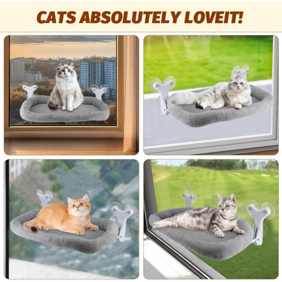 Sprifityy Window Lounger for Cats, with Sturdy Suction Cups, Foldable Cat Bed, Window Hammock, Sunbathing Cat Bed, Pet Bed, Maximum Load 23 kg (Grey, XL) Sprifityy Window Lounger for Cats, with Sturdy Suction Cups, Foldable Cat Bed, Window Hammock, Sunbathing Cat Bed, Pet Bed, Maximum Load 23 kg (Grey, XL)