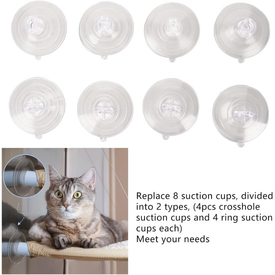 Suction Cups for Cat Window Beds, 8 Pieces Replacement Suction Cup Wall Hooks for Cat Window Beds without Nails for Cat Window Bed Hammock Suction Cups for Cat Window Beds, 8 Pieces Replacement Suction Cup Wall Hooks for Cat Window Beds without Nails for Cat Window Bed Hammock