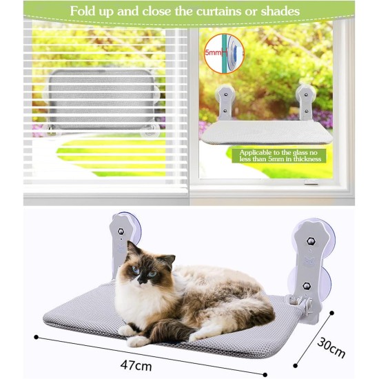 Sudadera Cat Hammock, Window Bed for Cats with Sturdy Suction Cups, Cat Hammock Window, Cat Hammock Window, Load Weight of 25 kg, 47 x 30 cm (Grey) Sudadera Cat Hammock, Window Bed for Cats with Sturdy Suction Cups, Cat Hammock Window, Cat Hammock Window, Load Weight of 25 kg, 47 x 30 cm (Grey)