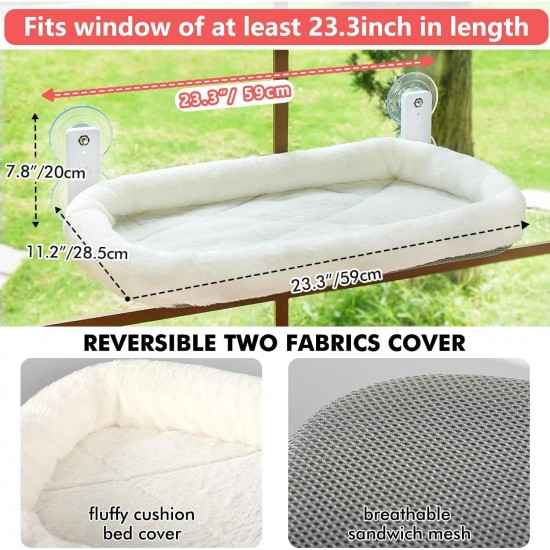 Sudadera Window Lounger for Cats Hammock with Removable Plush Cover, Foldable and Soft Cosy (White, 52 cm), Perfect as a Cat Bed or Window Sill Winter Up to 25 kg Sudadera Window Lounger for Cats Hammock with Removable Plush Cover, Foldable and Soft Cosy (White, 52 cm), Perfect as a Cat Bed or Window Sill Winter Up to 25 kg